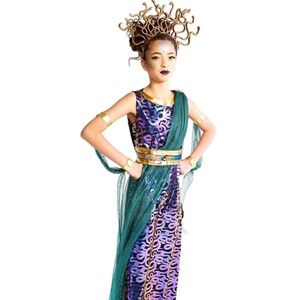 Hyde & Eek Girls Medusa Dress & Snake Crown Halloween Costume Small (6-7)